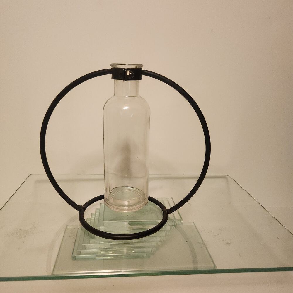 Glass and Wrought Iron Bud Vase